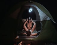 Amateur Lesbians Masturbate on Camping Trip